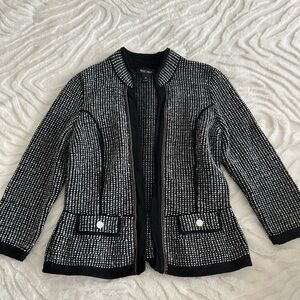 White House Black Market Monochrome Tweed Jacket